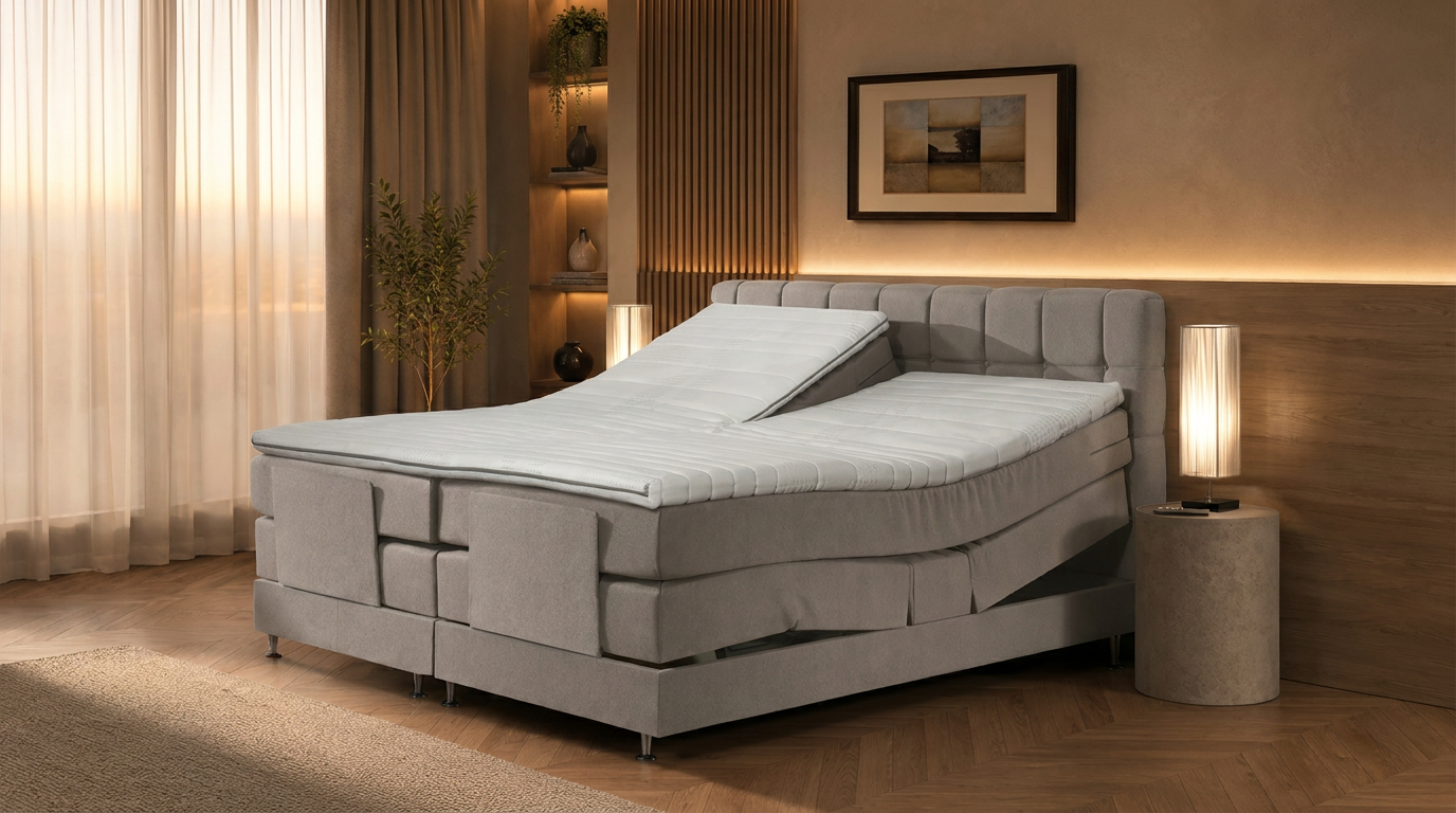 Elektrisch verstelbare boxspring van Boxspring Atelier met opgesteld hoofdeinde